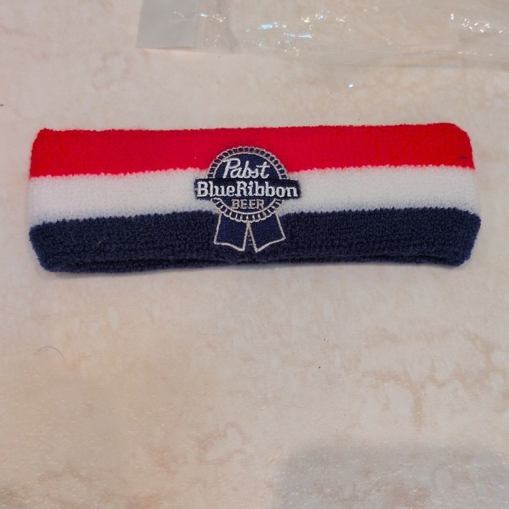 Pabst Blue Ribbon Vintage Red, White and Blue Sweatband - New Old Stock
